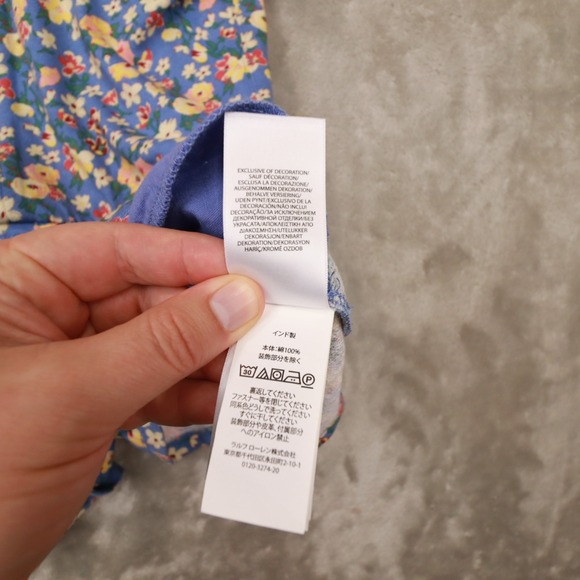 Polo Ralph Lauren Blue Floral Zip Up French Terry Romper Girl's size XL 16 - Picture 13 of 13